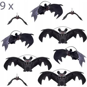   Set za Noć Vještica s Realističnim Nietoperzima - 3 Velika, 3 Srednja, 3 Mala