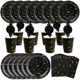    Veliki set tanjuri, šalice, salvete, slamke, Halloween Bats, 40 kom.