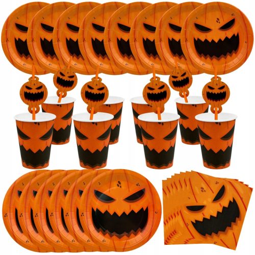  Veliki set tanjuri, šalice, salvete, slamke, Halloween Pumpkin, 40 kom