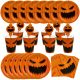  Veliki set tanjuri, šalice, salvete, slamke, Halloween Pumpkin, 40 kom