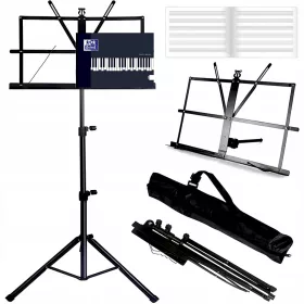    STOLNI STALAK, PODESIV, SKLOPIVI GLAZBNI STALAK + GLAZBENA KNJIGA 2-u-1 SET