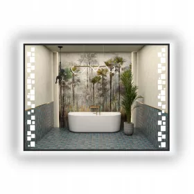    LED OGLEDALO COB 480 LED/1m U CRNOM ALUMINIJSKOM OKVIRU LOFT 100x70 cm