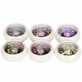    Šest kutija okruglih plastičnih šljokica u boji za DIY dekoraciju