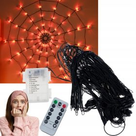    LED paukova mreža 70 svjetlećih lampica za Noć vještica s ukrasom na daljinskom upravljaču