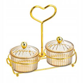    Tanjur s pregradom za desert, podijeljena posuda za posluživanje s poklopcem, smeđa 2