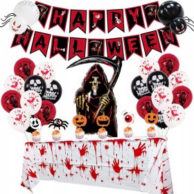 Halloween DIY Set Garland Balloons Tablecloth Spiders