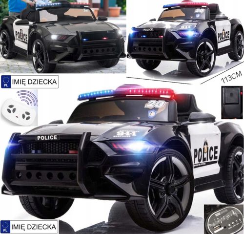 Električni automobil za djecu POLICIJA sa kožnim sjedalom, EVA gumama, megafonom + daljinskim upravljačem