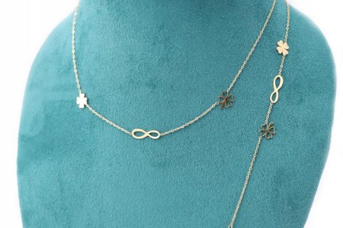 Zlatni SET DJETELINA ZNAK BESKONAČNOSTI 316L ČELIK