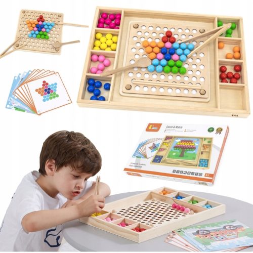 Drvena slagalica Montessori igra s loptom Uhvati i spoji