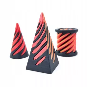    3x 3D tiskana spiralna stožasta fidget piramida laserska skulptura od crvenog zlata