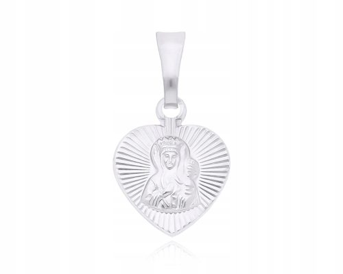  Srebrni medaljon Gospe od Częstochowa Heart Engraved pr.925