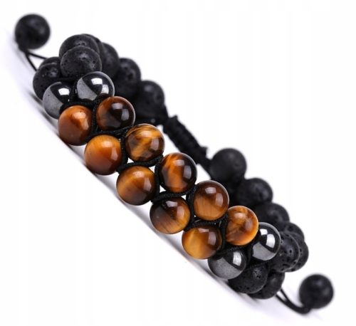 MEN'S TIGER EYE VOLCANIC LAVA BEAD BRACELET