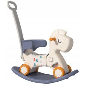 Plavi konjić za ljuljanje s kotačima i guračem