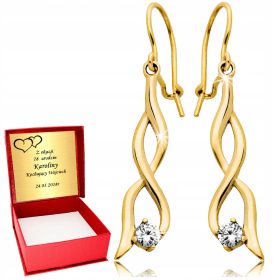 ZLATNE VISEĆE NAUŠNICE S GRAVIRANJEM INFINITY