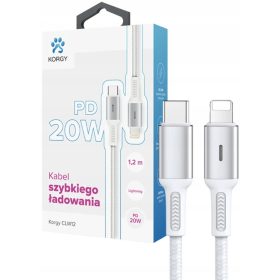 USB-C kabel za punjenje Korgy CLW12 20W 1,2 m LED bijeli