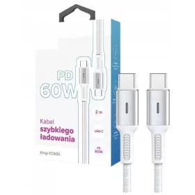   USB-C - USB-C kabel Korgy CCW20 60W 2m brzo punjenje, pleteni najlon bijeli