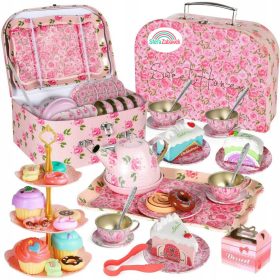   ZESTAW ZA SERVIRANJE KAVE I ČAJA ZA DJECU U METALNOJ KUTIJI S ŠALICAMA