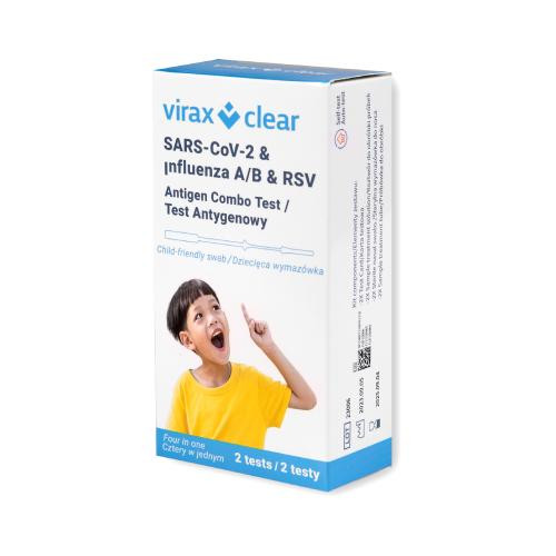 ViraxClear SARS-CoV-2 & Influenza A/B & RSV Antigen Combo Test, 2 testa