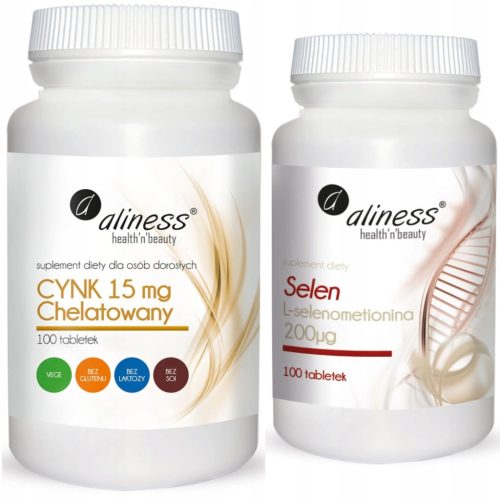 Aliness Cink Helat 15 mg + Selen L-selenometionin 200 mcg - Set za zdravu kožu, kosu i nokte