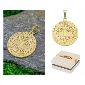   Zlatni amulet od 585 zlata s Drvetom života, Drvetom sreće i Odinovom runom 14 kt