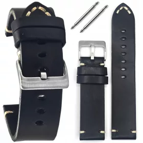 Vintage Tekla T-076.01W 20 mm crni kožni remen za sat