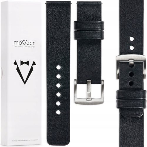 MOVEAR Elegantni Skorzani Remen za Sat 20 mm Crni