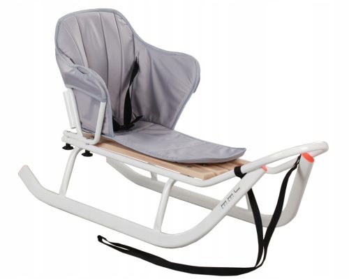 Mighty Metal Sled with Grey Cushion for Kids, Backrest, and Safety Strap