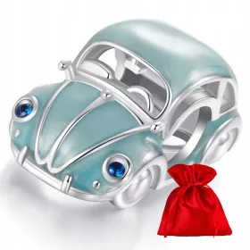    H312 Plava srebrna privjesak za automobil Buba, 925 srebrne perle