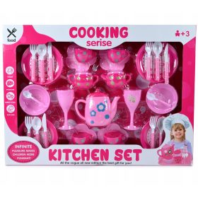 VELIKI ZESTAW ZA ČAJ I KAVU ZA DJECU ROZA POSUĐE ZA LUTKE