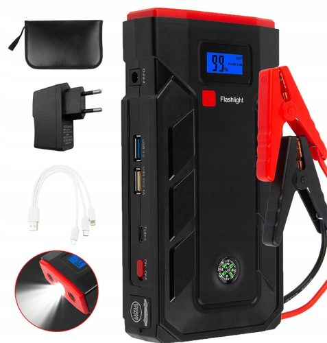 JUMP AUTO STARTER, PUNJAČ, 2000A PRIJENOSNA BATERIJA 10400MAH