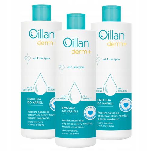 Set Emulzija za Kupku OILLAN Derm+ 400 ml, 3 Komada - Idealno za Atopičnu Kožu