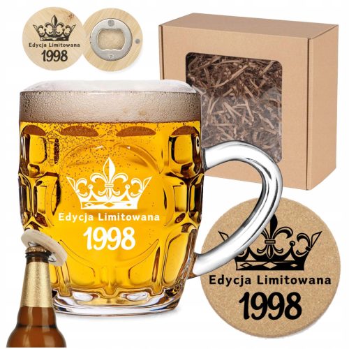  Dječački poklon. Šalica za pivo s ugraviranim jastučićem + otvarač