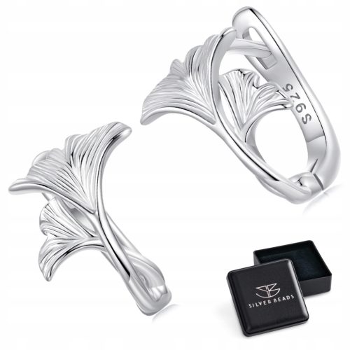 Ginko Leaves Silver Earrings with 925 Silver Clasp