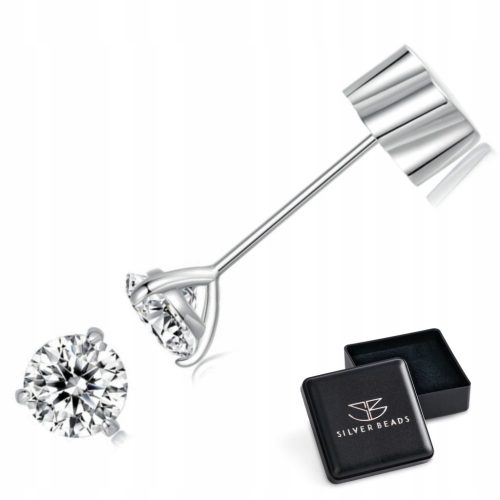 Srebrne naušnice s Moissanitima 3,0 x 3,0 mm 0,1 ct
