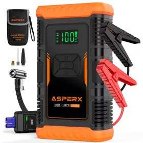   ASPERX Kompresor Powerbank za pokretanje vozila 150PSI 3000A LED 10L Benzina 8L