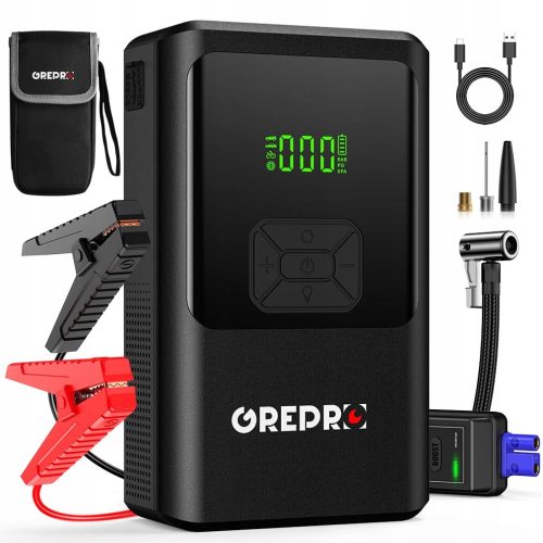 GREPRO 5-v-1 Powerbank s kompresorom - 3000A, 150PSI, LED, 12V, 10L Benzin, 8L