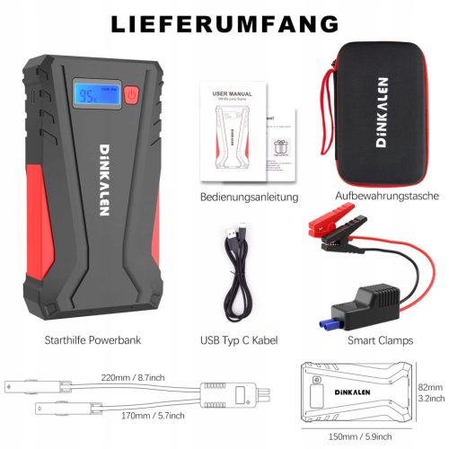 DINKALEN Snaga za pokretanje Powerbank 12V LED 7L Benzin 55L Dizel