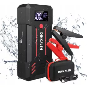   DINKALEN Pomoćnik za pokretanje automobila i Powerbank 23800mAh s LED svjetiljkom crne boje
