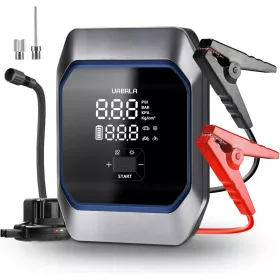   UABRLA Auto Starter Powerbank s kompresorom zraka, 4000A 160PSI za benzinske motore do 8,5L i dizelske do 8,0L, prenosni pokretač s dodirnim zaslonom i LED svjetiljkom