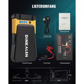   DINKALEN Snaga banke 15800mAh 1200A Automatski pokretač vozila LED svjetiljka