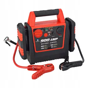   Auto Jump Starter Power Pack s Kompresorom zraka, 900A 12V UltraSafe akumulator olovnih kiselina, power bank s USB priključkom i priključkom DC, 150PSI napuhivač guma s 3 adaptera