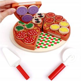 Drvena Pizza za Rezanje Montessori S Čičak Nožem