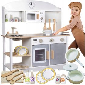   VELIKA DJEČJA KUHINJA, DRVENA, VINTAGE, INTERAKTIVNA + PRIBOR