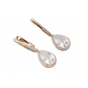   Prekrasne zlatne viseće naušnice s velikim kristalom i cirkonima