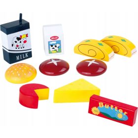 DRVENI SET ZA PRIGRLJAJ 10 ELEMENATA SIRA I MLIJEKA