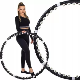 Hula hoop za vježbanje s masažerom i kuglicama 85 cm crni
