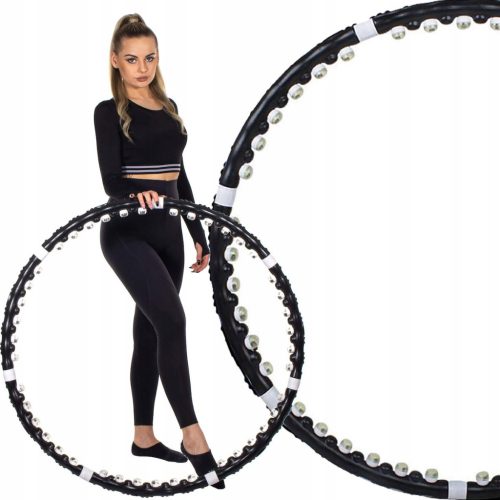 Hula hoop za vježbanje s masažerom i kuglicama 85 cm crni