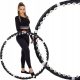 Hula hoop za vježbanje s masažerom i kuglicama 85 cm crni
