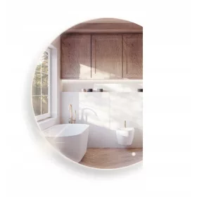    OKRUGLO LED OGLEDALO S POLUKRUŽNIM KOSOM 80 cm PREKIDAČ NA DODIR