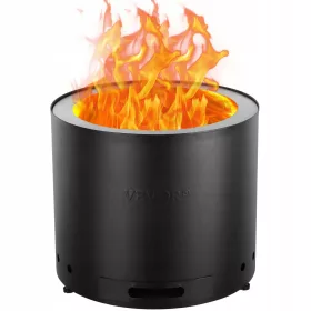    VEVOR Fire Pit 490x390MM Bezdimni Drveni Crni Okrugli Težina 11.13KG